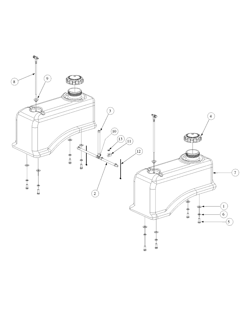 Fuel Tank Assembly Diagram and Parts List for M48-KW 53CB5DAV750-19-HP-OHV Cub Cadet Lawn Tractor